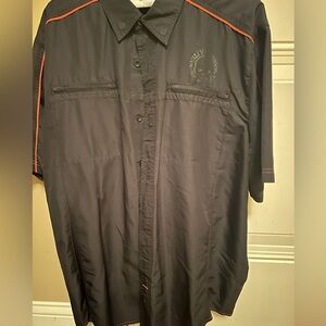 Black Short Sleeve Button-Up Harley Davidson Shirt